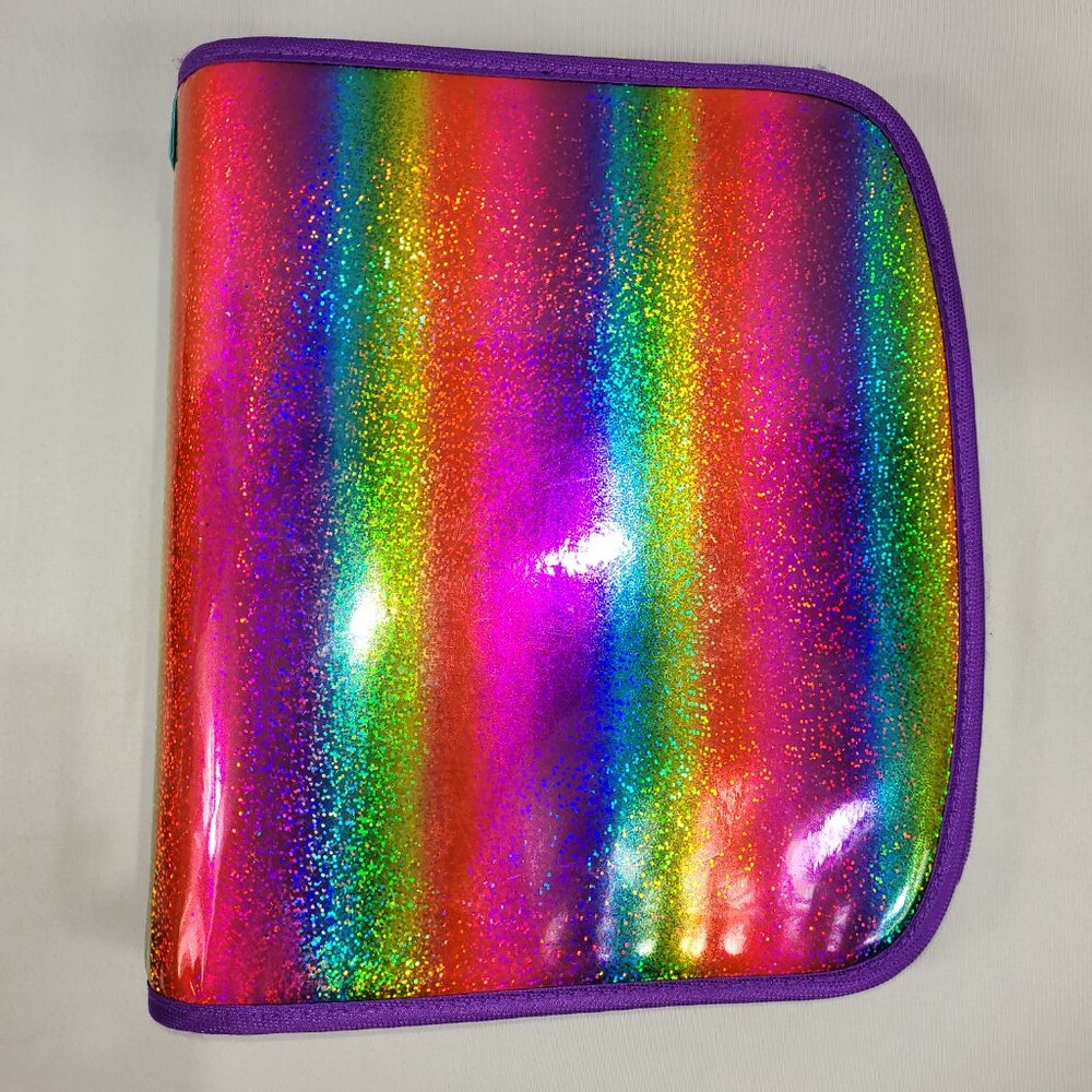 Pen + Gear 2" Binder 3-Ring Zipper Zip-Up Rainbow Glitter Carry Case